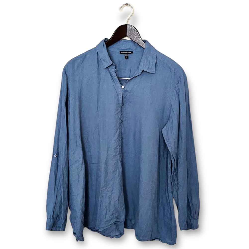 Eileen Fisher Blue Button Front Shirt